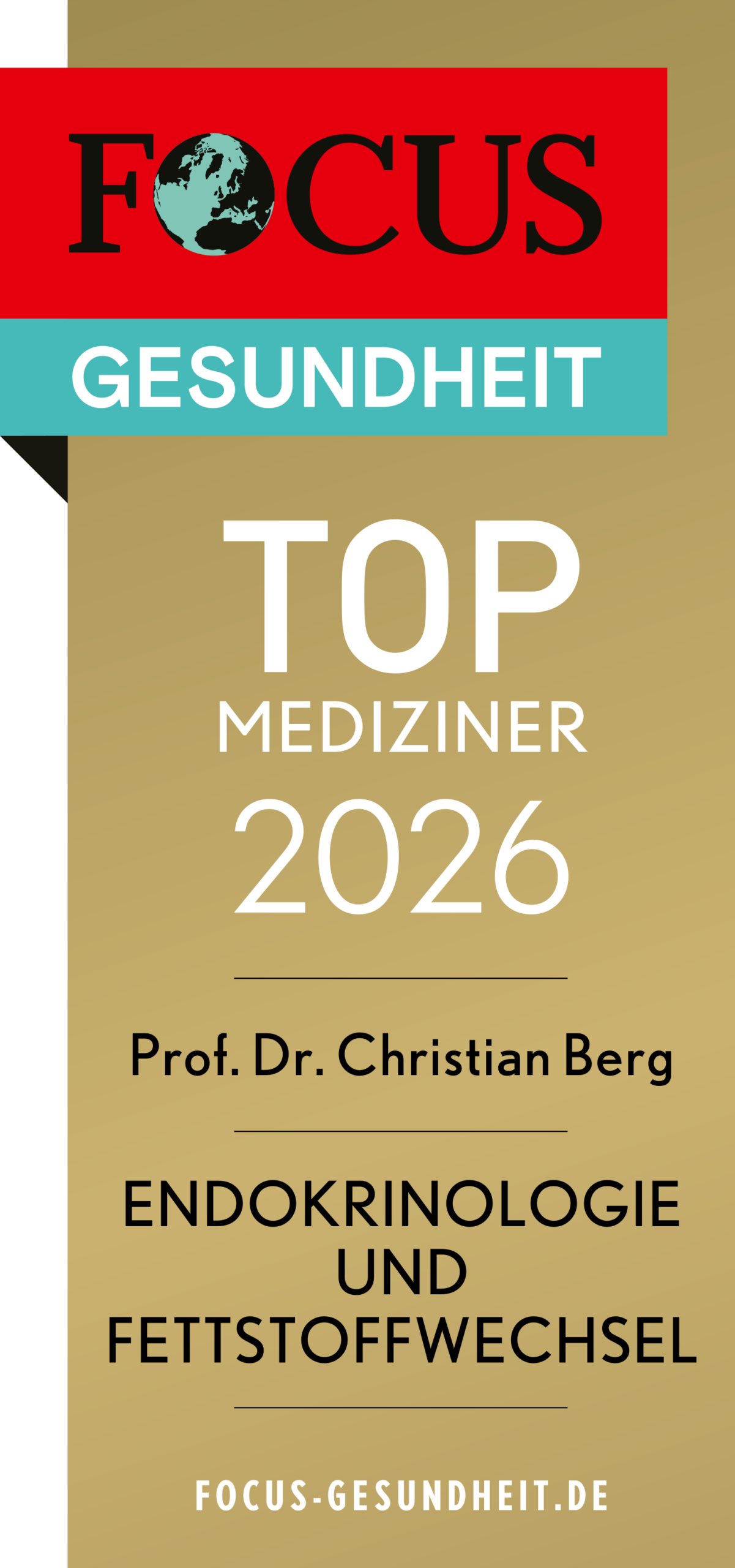Dr Bergs Siegel der Focus Gesundheit - Top Mediziner 2026